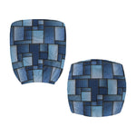 Blue Denim Patchwork Pattern Print Office Chair Cover