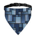 Blue Denim Patchwork Pattern Print Over The Collar Dog Bandana