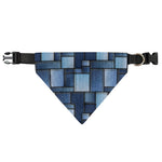 Blue Denim Patchwork Pattern Print Over The Collar Dog Bandana