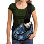 Blue Denim Patchwork Pattern Print Pet Sling Carrier