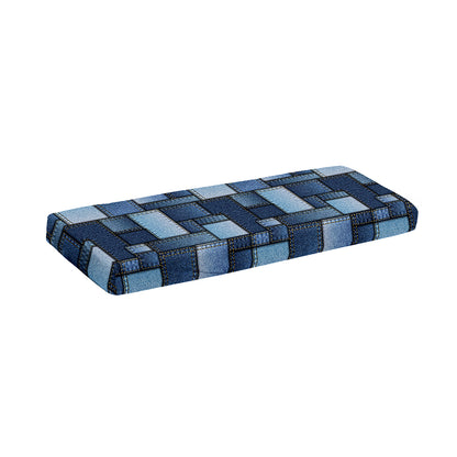 Blue Denim Patchwork Pattern Print Piano Keyboard Cover