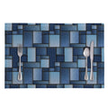 Blue Denim Patchwork Pattern Print Placemat