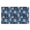 Blue Denim Patchwork Pattern Print Polyester Doormat