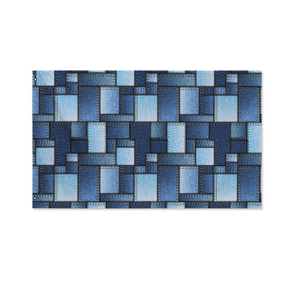 Blue Denim Patchwork Pattern Print Polyester Flag