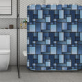 Blue Denim Patchwork Pattern Print Polyester Shower Curtain