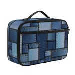 Blue Denim Patchwork Pattern Print Portable Lunch Bag