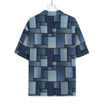 Blue Denim Patchwork Pattern Print Rayon Hawaiian Shirt