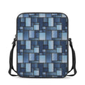 Blue Denim Patchwork Pattern Print Rectangular Crossbody Bag