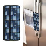 Blue Denim Patchwork Pattern Print Refrigerator Handle Covers