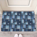 Blue Denim Patchwork Pattern Print Rubber Doormat