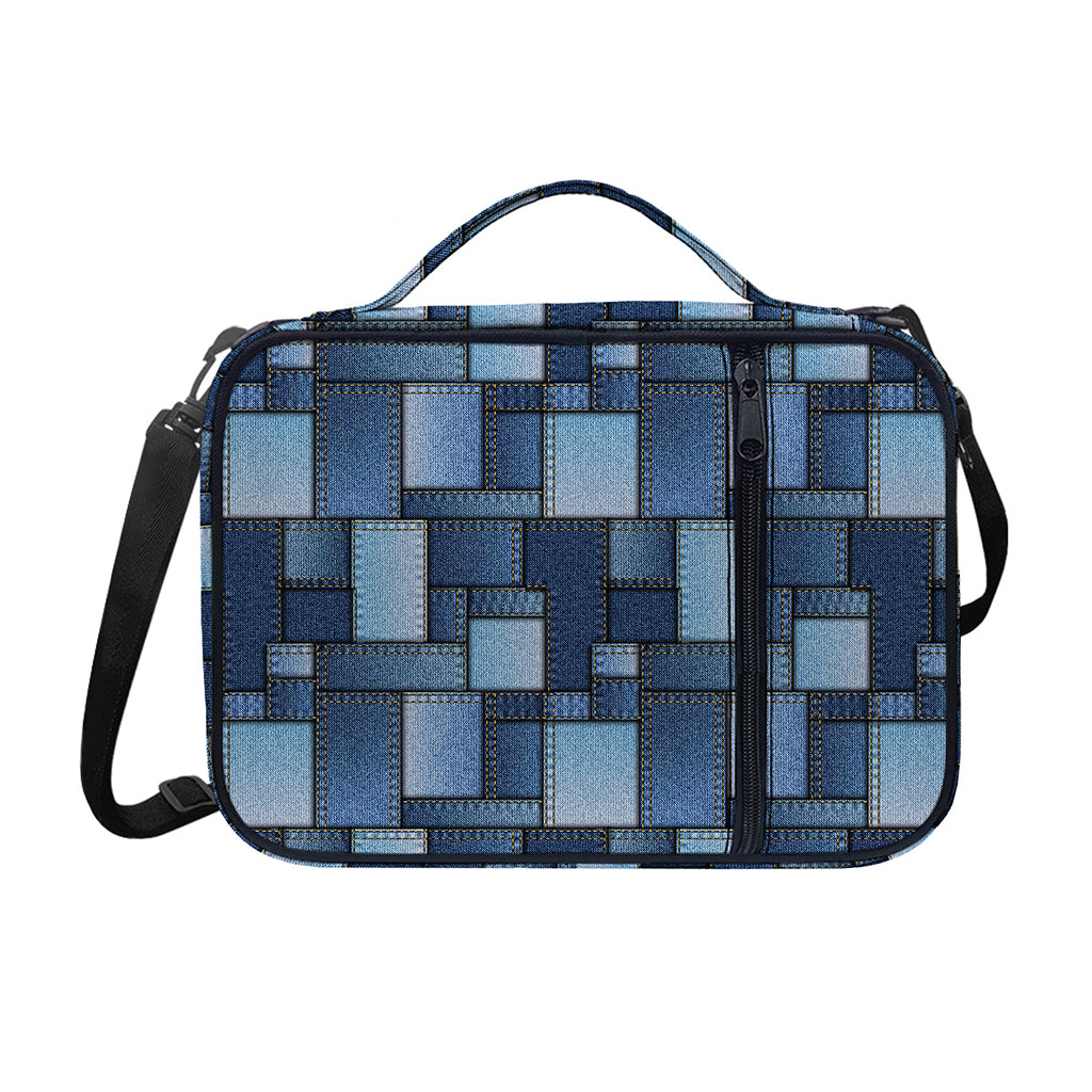 Blue Denim Patchwork Pattern Print Shoulder Strap Bible Bag