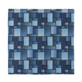 Blue Denim Patchwork Pattern Print Silk Bandana