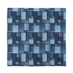 Blue Denim Patchwork Pattern Print Silk Bandana