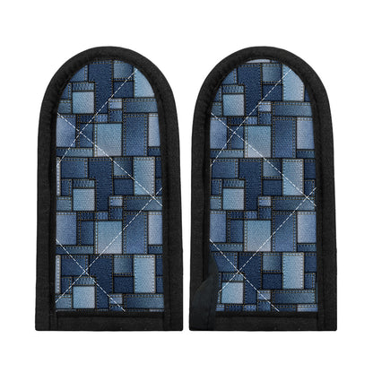 Blue Denim Patchwork Pattern Print Skillet Handle Cover