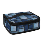 Blue Denim Patchwork Pattern Print Small Lunch Bag