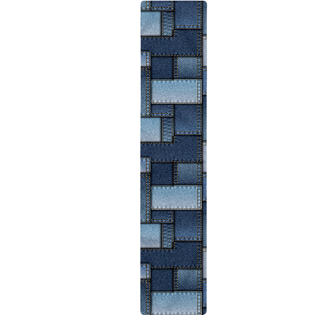 Blue Denim Patchwork Pattern Print Table Runner