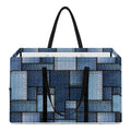Blue Denim Patchwork Pattern Print Utility Tote Bag