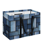 Blue Denim Patchwork Pattern Print Utility Tote Bag