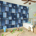 Blue Denim Patchwork Pattern Print Wall Sticker