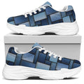 Blue Denim Patchwork Pattern Print White Chunky Shoes