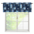 Blue Denim Patchwork Pattern Print Window Valance