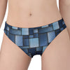 Blue Denim Patchwork Pattern Print Women's Panties