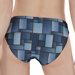 Blue Denim Patchwork Pattern Print Women's Panties