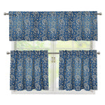 Blue Denim Western Paisley Print 3 Piece Kitchen Curtains