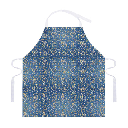 Blue Denim Western Paisley Print Adjustable Apron