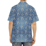 Blue Denim Western Paisley Print Aloha Shirt