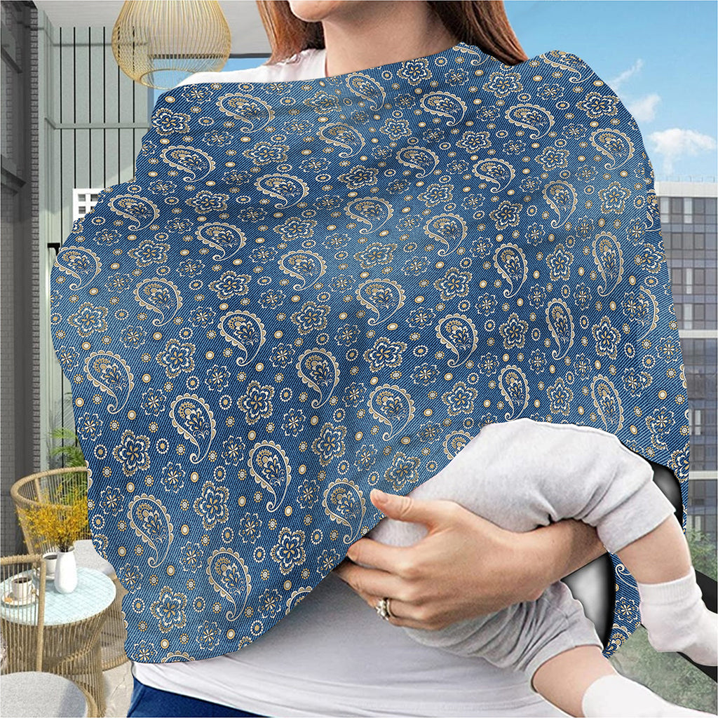 Blue Denim Western Paisley Print Baby Seat Cover