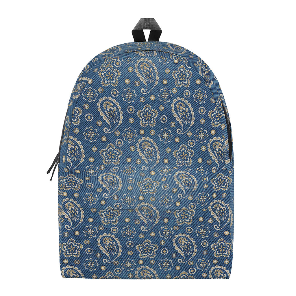 Blue Denim Western Paisley Print Backpack
