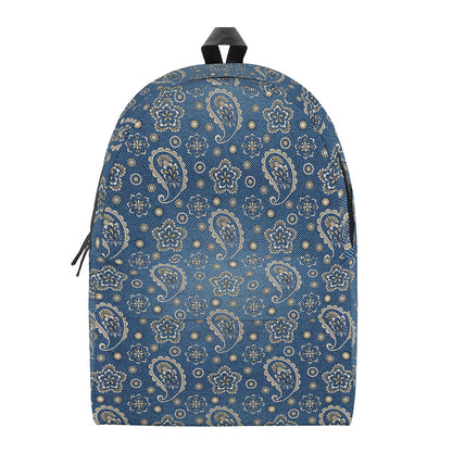 Blue Denim Western Paisley Print Backpack