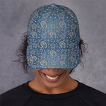 Blue Denim Western Paisley Print Baseball Cap