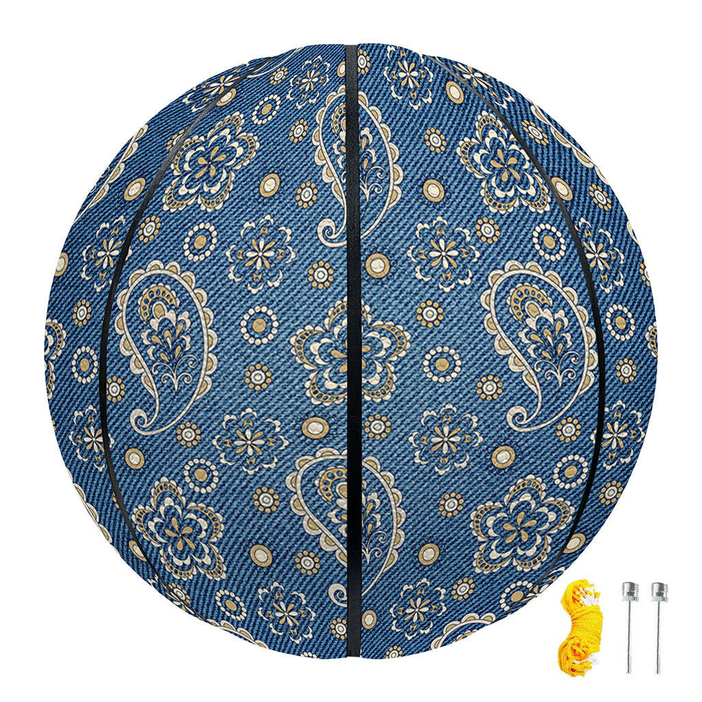 Blue Denim Western Paisley Print Basketball