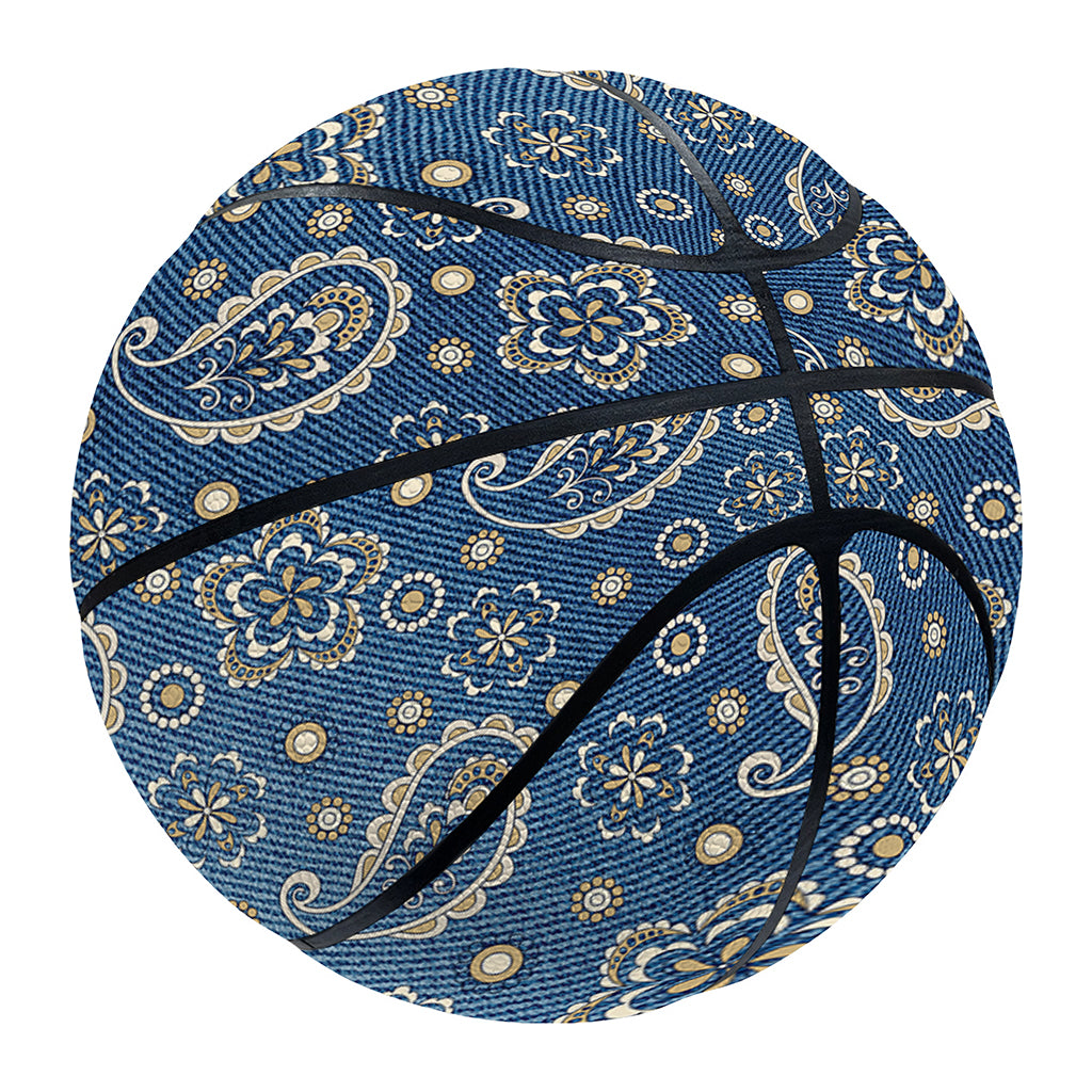 Blue Denim Western Paisley Print Basketball