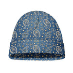Blue Denim Western Paisley Print Beanie