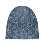 Blue Denim Western Paisley Print Beanie