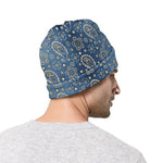 Blue Denim Western Paisley Print Beanie