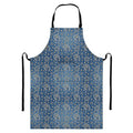 Blue Denim Western Paisley Print Bib Apron With Pocket