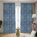 Blue Denim Western Paisley Print Dimout Pencil Pleat Curtains