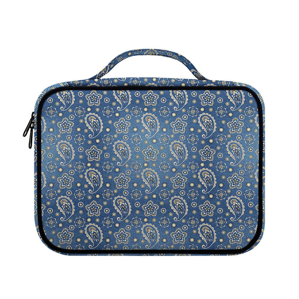 Blue Denim Western Paisley Print Briefcase Bible Bag