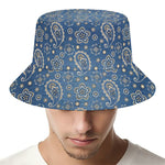 Blue Denim Western Paisley Print Bucket Hat
