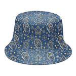 Blue Denim Western Paisley Print Bucket Hat