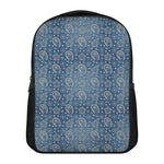Blue Denim Western Paisley Print Casual Backpack