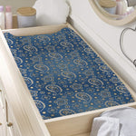 Blue Denim Western Paisley Print Changing Pad Cover