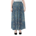 Blue Denim Western Paisley Print Chiffon Maxi Skirt