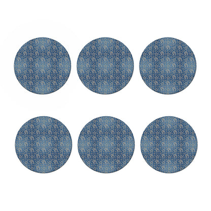 Blue Denim Western Paisley Print Coaster Set