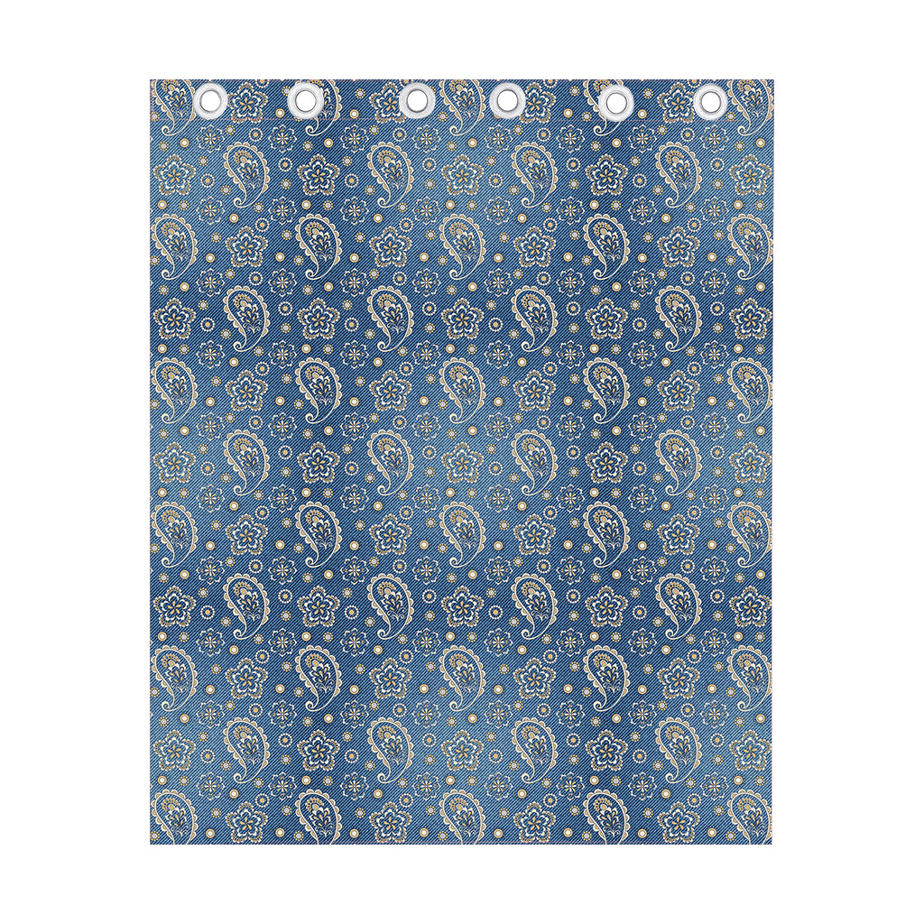 Blue Denim Western Paisley Print Curtain