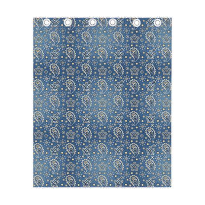 Blue Denim Western Paisley Print Curtain